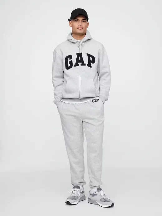 Unisex Relaxed Logo Print Zip Hoodie