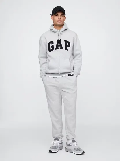 Unisex Relaxed Logo Print Zip Hoodie