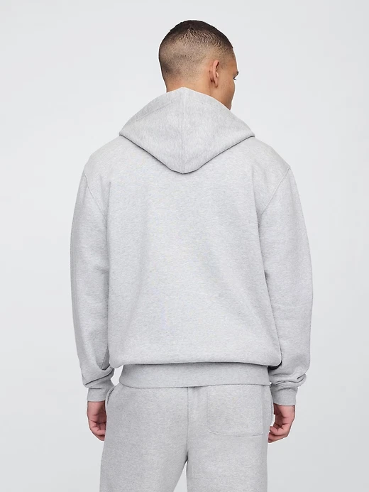 Unisex Relaxed Logo Print Zip Hoodie