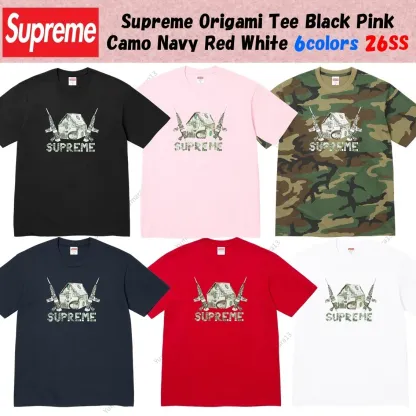 Supreme Origami Tee Black Pink Camo Navy Red White 6colors 26SS