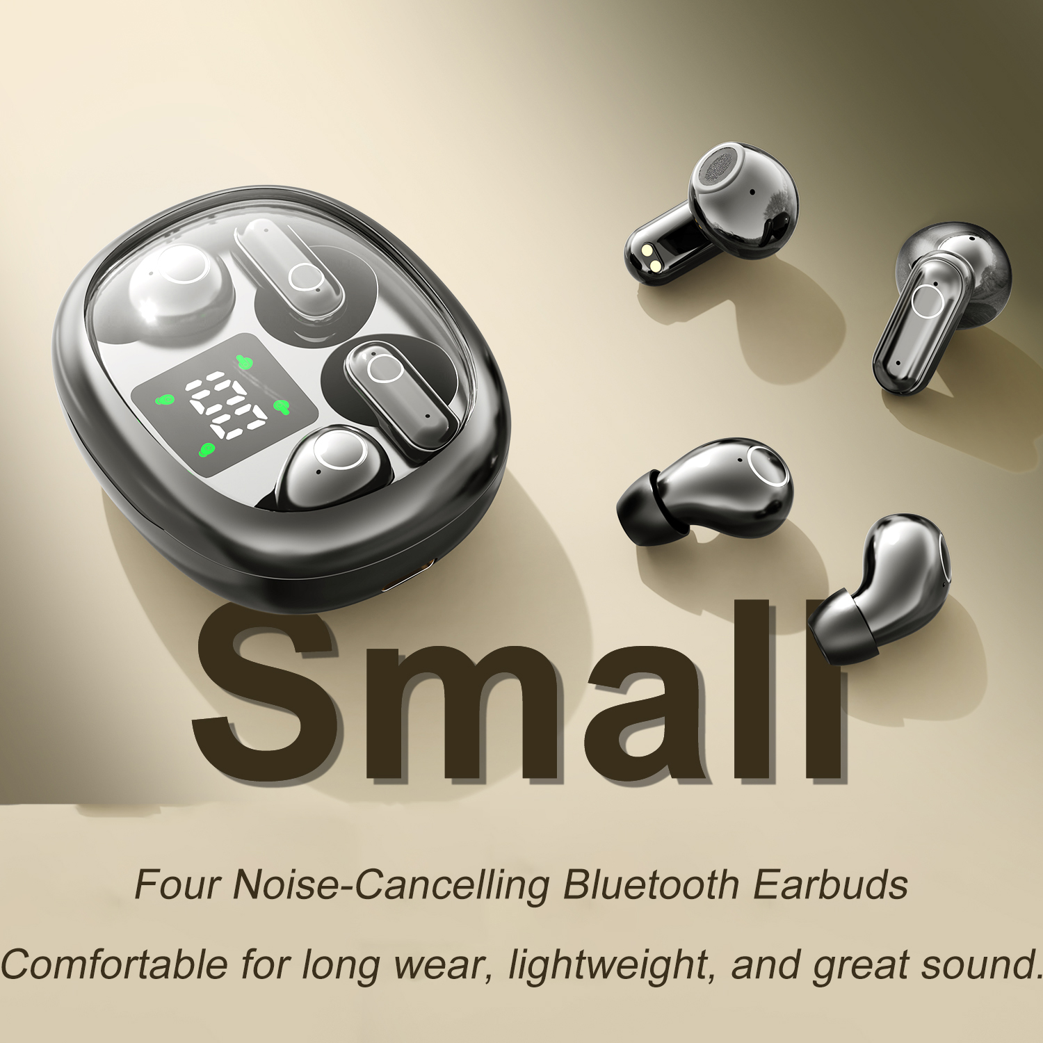 4 Earbuds · All-Day Non-Stop Listening