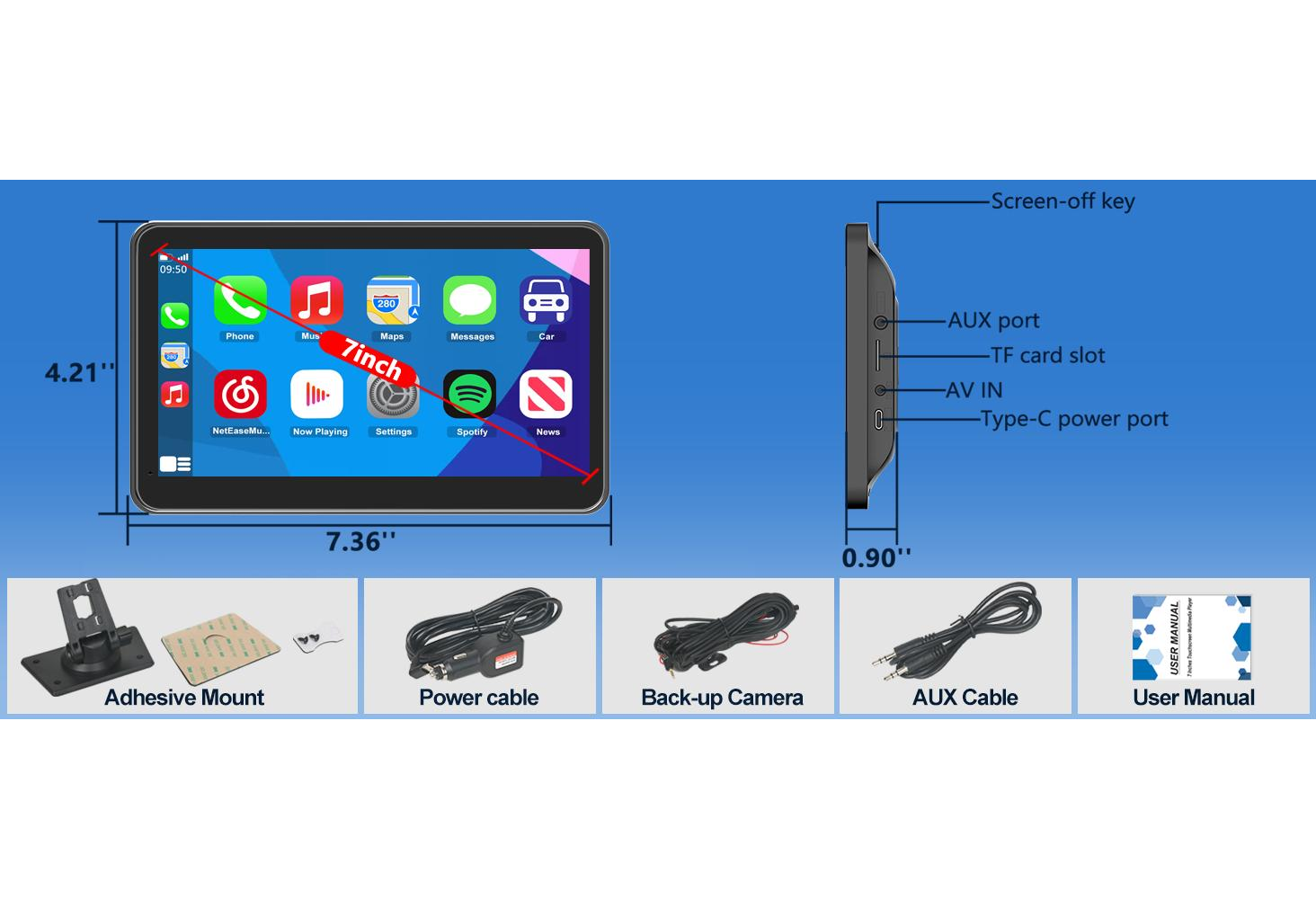 PASLDA 10.26" Smart Wireless CarPlay Screen with 4K Dash Cam | 3-in-1 Portable Car Stereo with IPS Touchscreen & Backup Camera