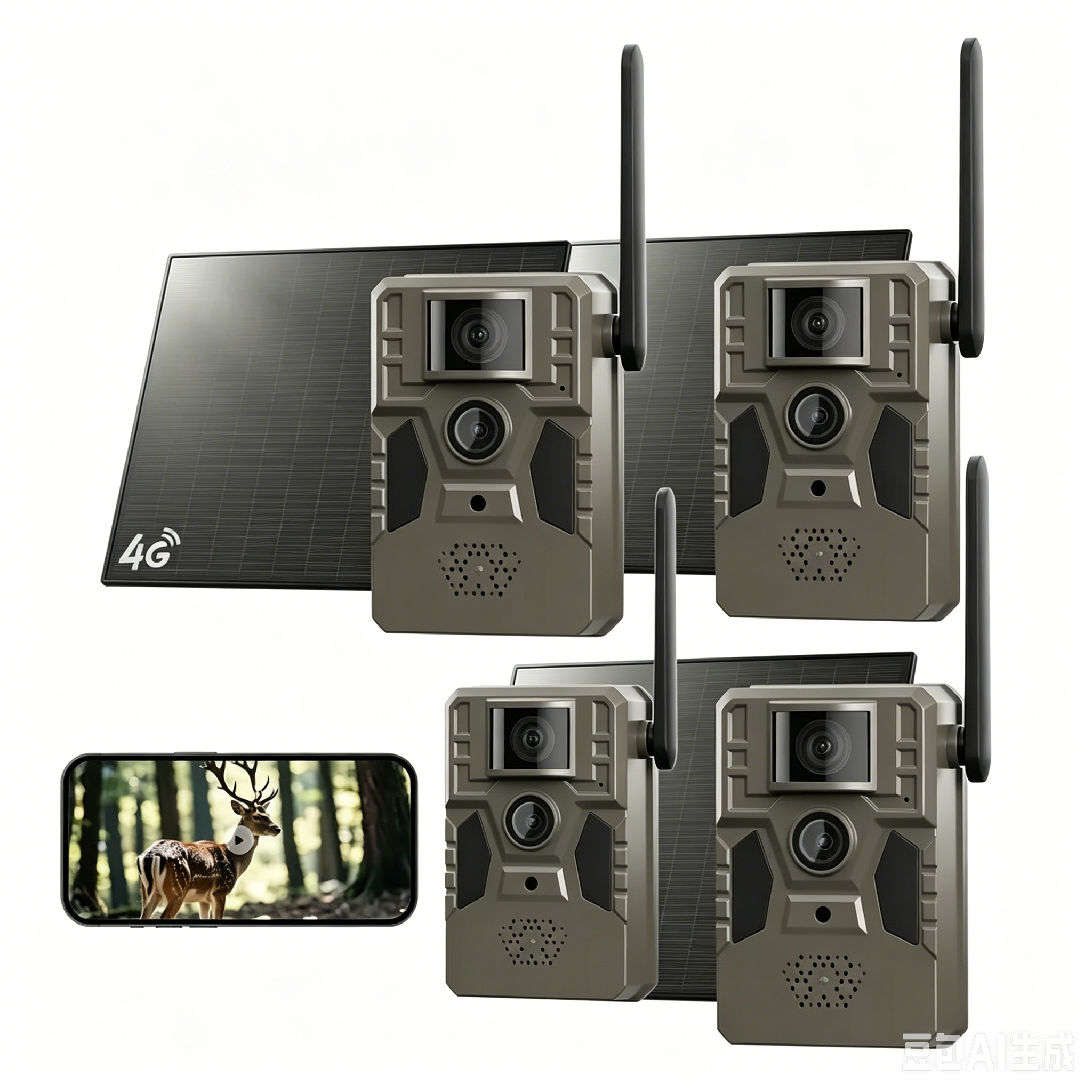 4G LTE Solar Game Camera – 2K Live Video, No Power Cord Required,Remote APPControlled, WaterProof, Motion Activated, NightVision, 4G Data Cellular Card Included 