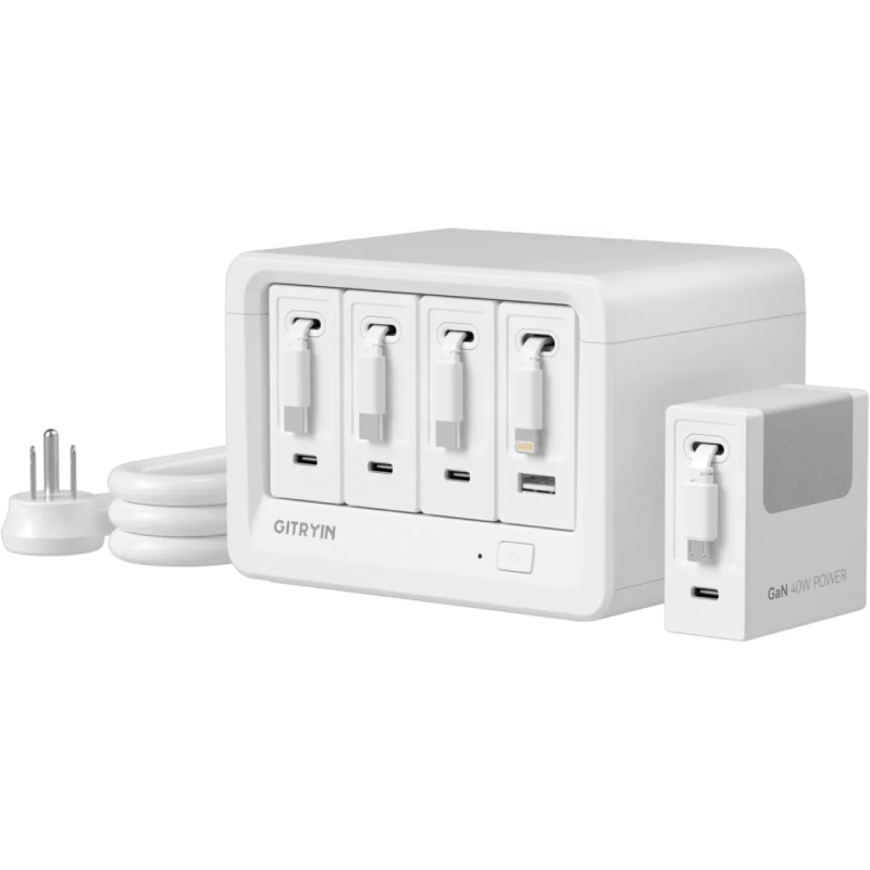 🎁 FLASH SALE-Gitryin 160W Modular Charging Station with Retractable USB-C Cables ✨ Save Big Today!