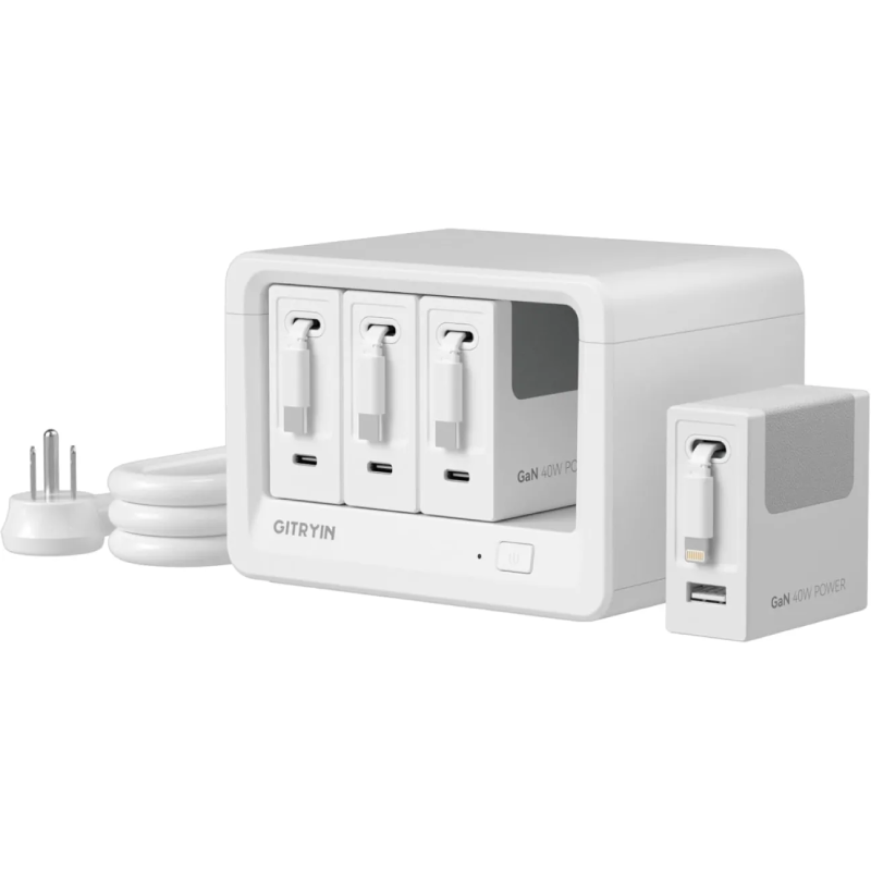 🎁 FLASH SALE-Gitryin 160W Modular Charging Station with Retractable USB-C Cables ✨ Save Big Today!