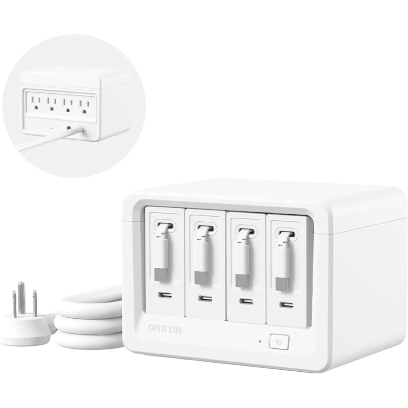 🎁 FLASH SALE-Gitryin 160W Modular Charging Station with Retractable USB-C Cables ✨ Save Big Today!