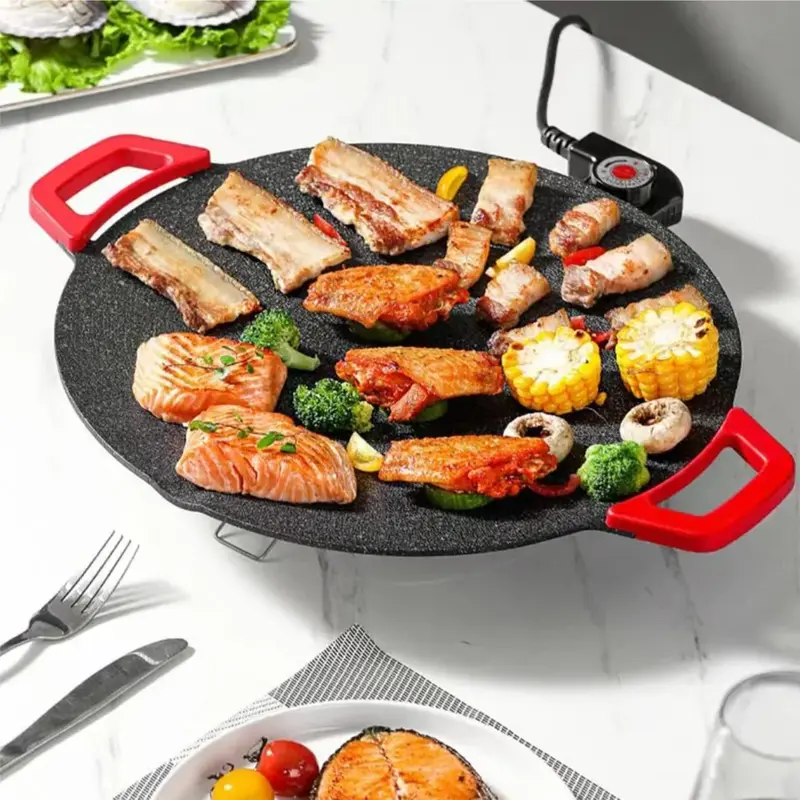 【BIG SALE】KITCHEN 1500W Portable Electric Korean BBQ Grill Indoor Smokeless Non-stick Grill Pan Adjustable Temperature Control Universal Fry Griddle for Home Cooking