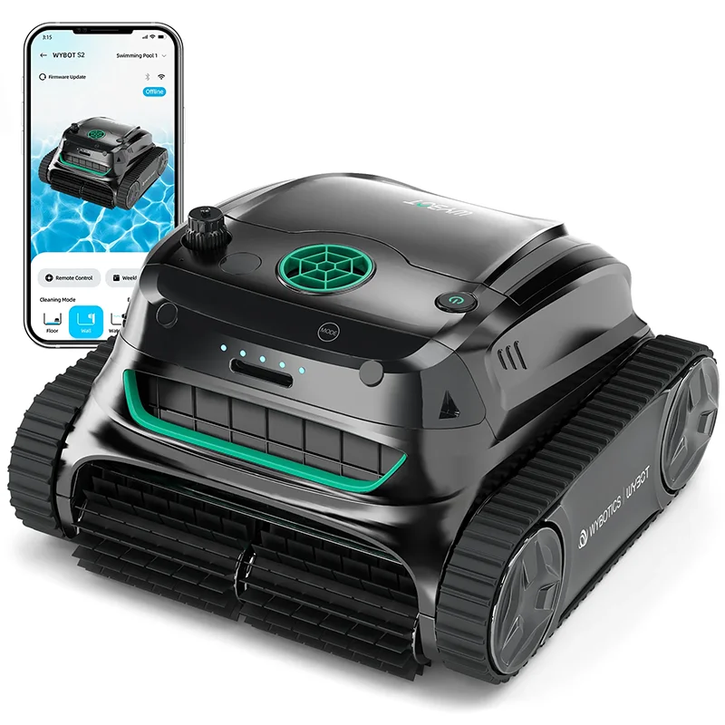 【BIG SALE】Wybot S2 Cordless Pool Vacuum Robot Double filtration 7800mAh Battery Strong Suction APP Control Pool Cleaner for Large Pools