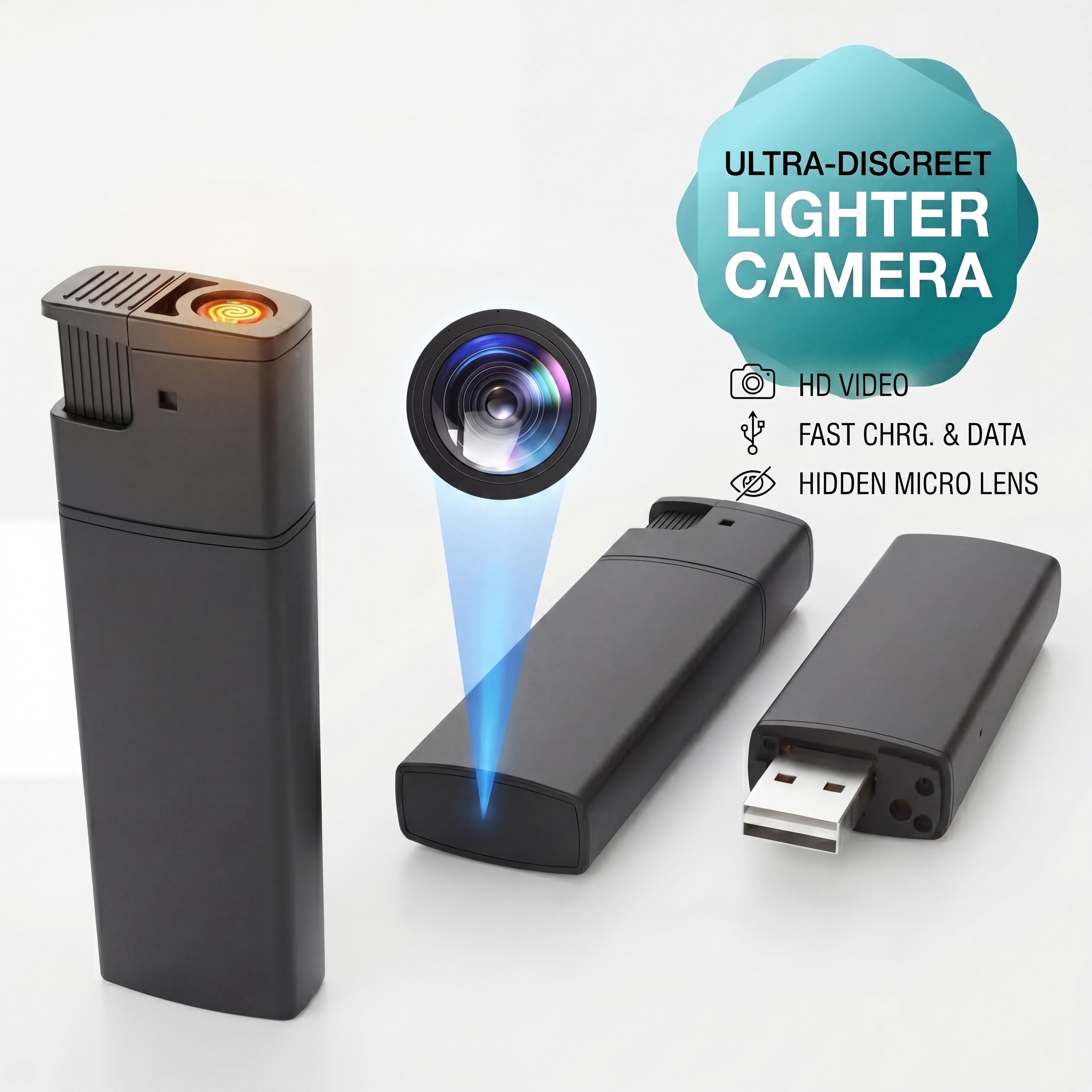 Mini Portable Lighter Security Camera 64GB BodyCam 1080P HD Home Outdoor Small Recording Card Cam with 64GB Internal Memory High-Definition Camera in a Lighter