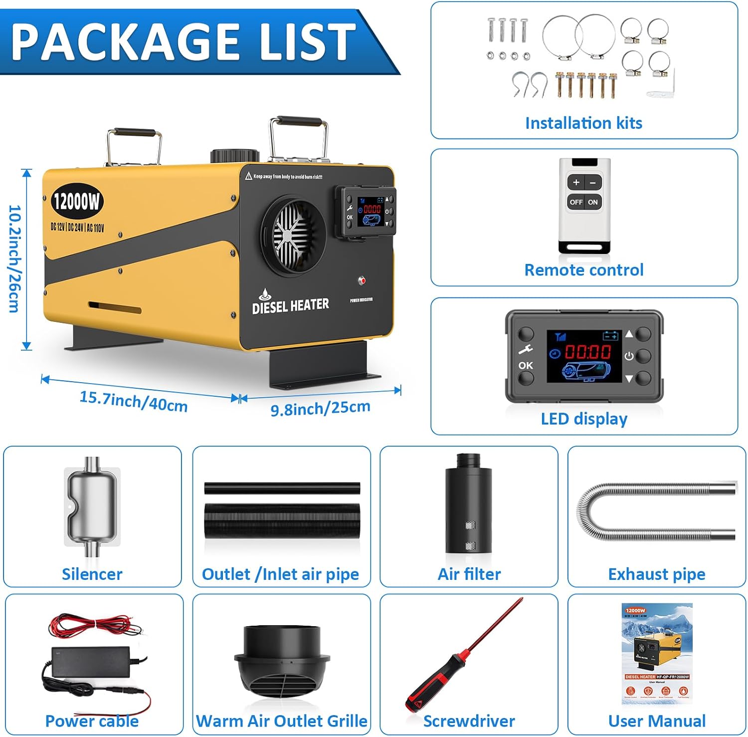 ⚡ 8KW Diesel Heater 🚐 | Parking Heater with Auto Altitude Adjustment ⛰️ – Max 18,045 ft 📈