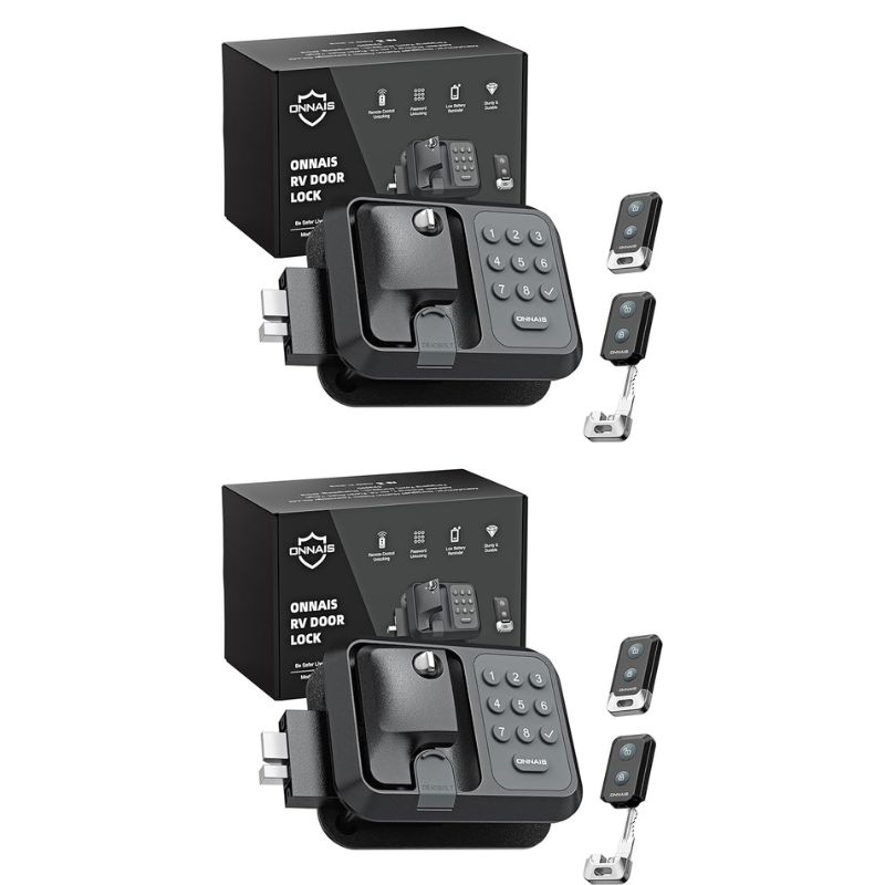 🔥FINAL HOURS🔥ONNAIS Full Metal RV Keyless Entry Door Lock with Password & Remote, Fits Most Trailers and 5th Wheels, Ideal Gifts for RV Owners