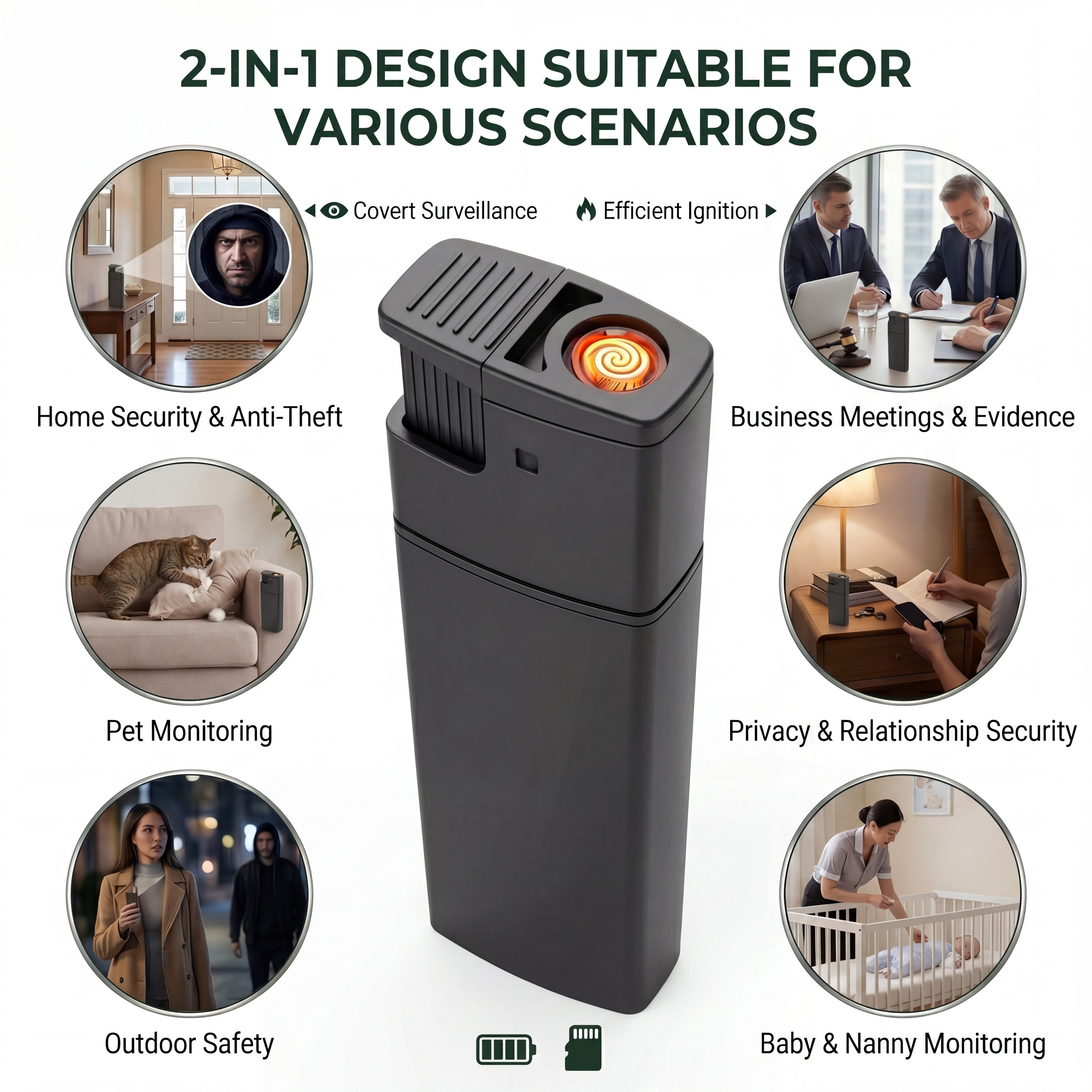 Mini Portable Lighter Security Camera 64GB BodyCam 1080P HD Home Outdoor Small Recording Card Cam with 64GB Internal Memory High-Definition Camera in a Lighter