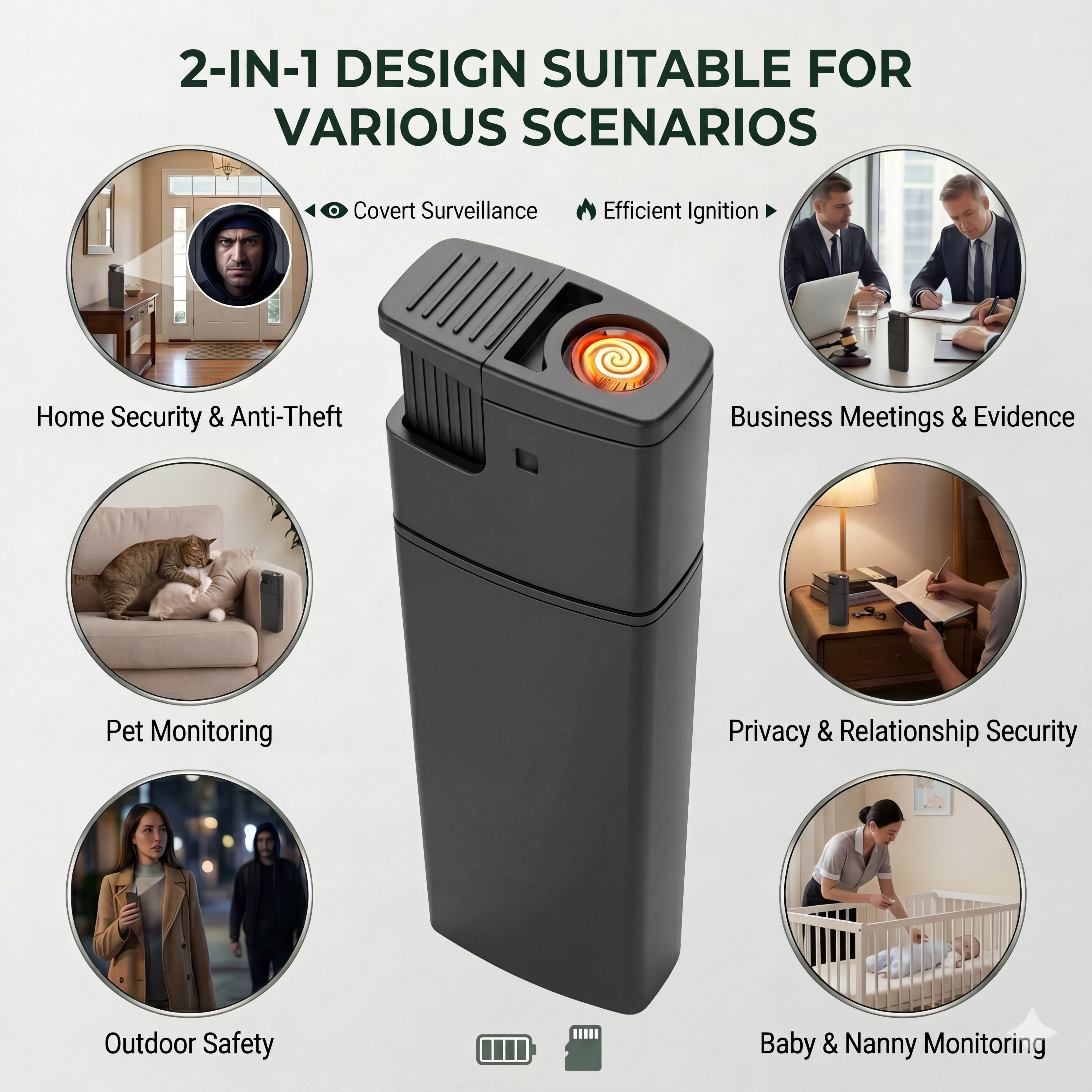 Mini Portable Lighter Security Camera 64GB BodyCam 1080P HD Home Outdoor Small Recording Card Cam with 64GB Internal Memory High-Definition Camera in a Lighter
