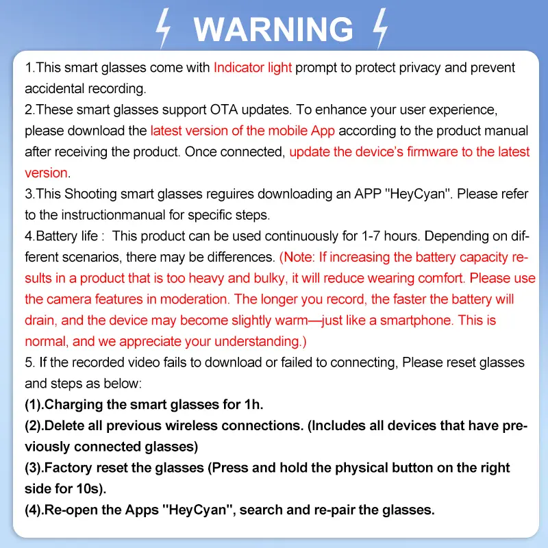 【PRICE SLASH】Smart Bluetooth Glasses with Camera, 1080p Video Recording Wearable Glasses, Multifunctional Wireless Audio Glasses with Headphone, Outdoor Sports Camera Sunglasses with Intelligent Voice Assistant, Anti-blue Light Protection Eyeglass