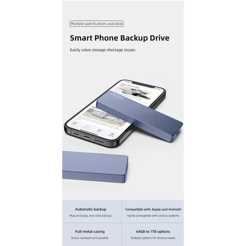 1TB USB Flash Drive High-Speed USB 3.0 External Storage for iPhone Android PC Mac Foldable Design Easy Connectivity