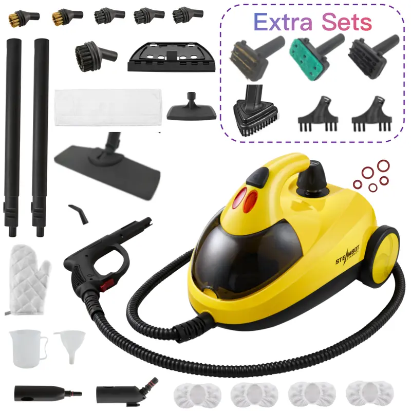 【Price Slash】Steambot Steam Cleaner With High Pressure Steam,Heavy Duty Chemical-Free Deep Cleaning forHouse,Kitchen,Bathroom,Car,BBQ Grill,Multi-Purpose Cleaning Steamer, grout brush, brass brush, steamer for cleaning