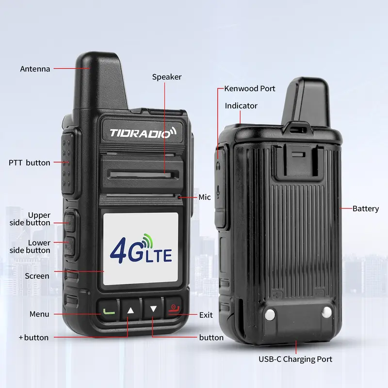 【New Release】TIDRADIO TD-M15 Global POC Radio with 1 Year SIM Card Walkie Talkie Long Range 4G Network 2 Way Radio 5000 KM for Hiking and Camping 3000mAh Battery Clear Audio 4G Signal