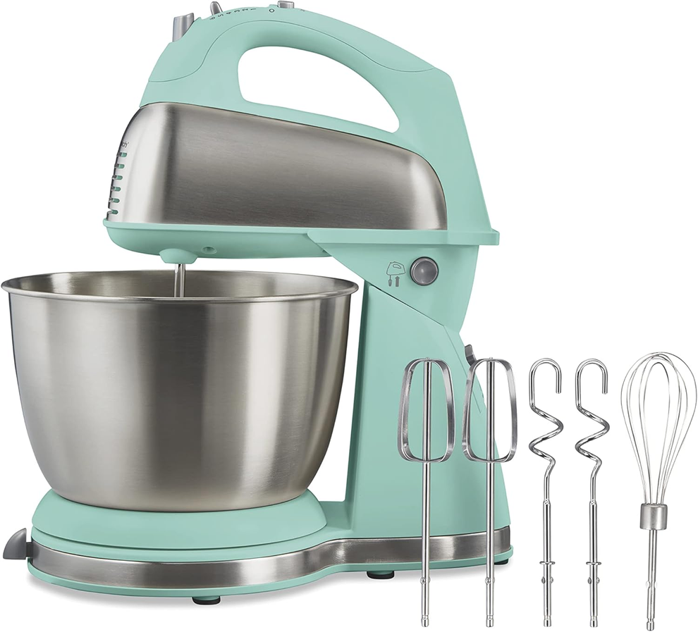 【BIG SALE】This classic 2-in-1 stand mixer features 6 speed settings, 290 watts of power, 5 attachments, a 4-quart stainless steel mixing bowl, and a detachable hand mixer. It is suitable for baking, kneading, whipping, and more.
