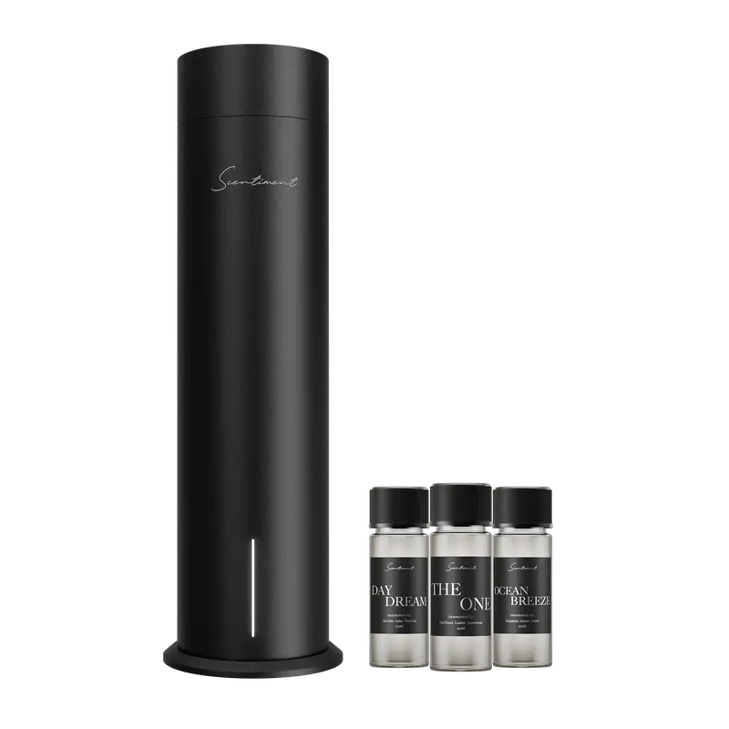 🛒BEST SELLER🚀Scentiment Diffuser Tall Air 2 - Discovery Kit with Sampler Oils: Cold-Air Diffusion Technology with Wi-Fi & Touch Controls, Rechargeable Battery, Covers 1000 Sqft; Includes Top 3 Luxury Hotel-Inspired Fragrance Oils (20ml)