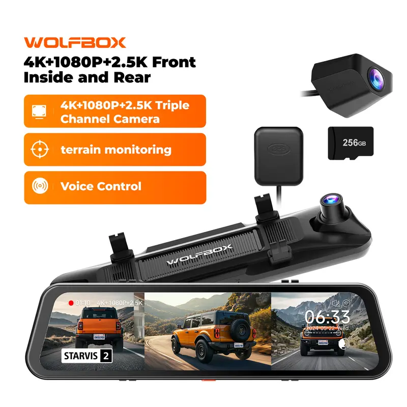 【New Release】WOLFBOX G900 PRO Mirror Dash Cam with STARVIS 2 IMX678 128GB Card 5.8GHz WiFi 4K Front 2.5K Rear Video TikTokShopHolidayHaul Dashcam for Cars