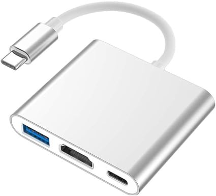 USB C to HDMI Adapter, 4K USB C Hub with 100W PD, USBA 3.0 Port, HDMI to USBC Multiport Digital AV Converter for MacBook Pro/Air, iPad, Tablets, TV, Monitor and More (Pink)