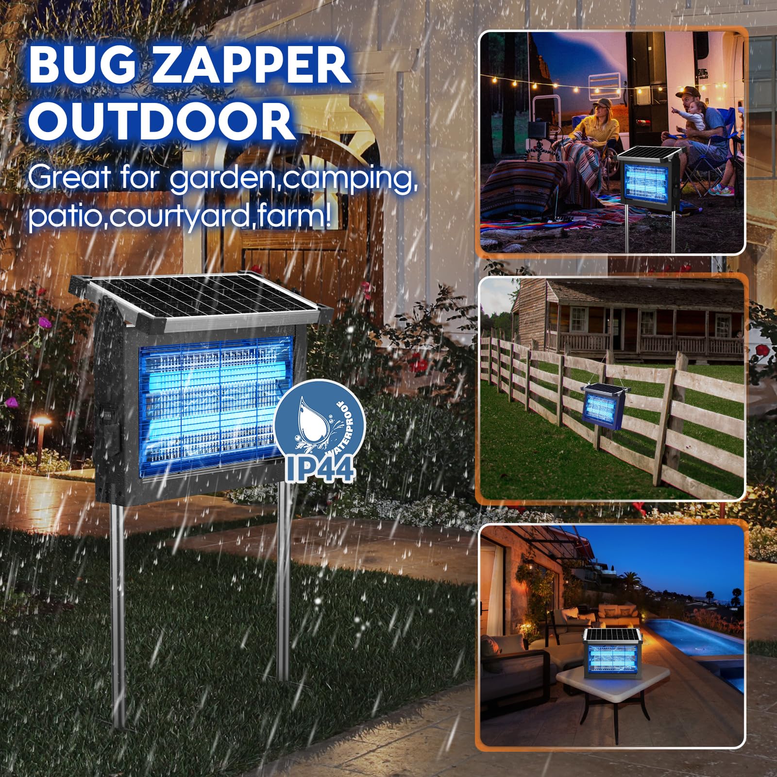 🔥Buy 1 Get 1 Free🔥Solar Bug Zapper Outdoor Waterproof Electric Mosquito and Fly Zapper 