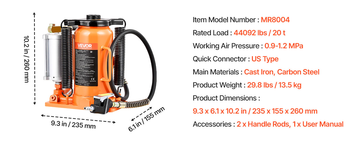 Air Hydraulic Bottle Jack