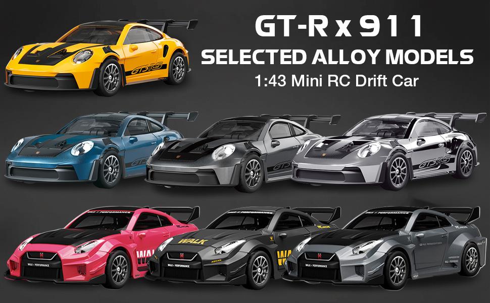 Mini Porsche 911 RC Car 1/43, Alloy 4WD Drift RC Vehicle with Gyro & LED Lights, 2.4G High Speed Remote Control Hobby Toy, ARRIS Version for Men Gift Rc Model Car Racing Car Model