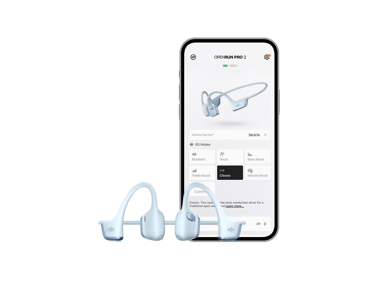 SHOKZ OpenRun Pro 2 - Open-Ear, Bone Conduction Sport Headphones - Sweat Resistant, Workout Headphones with Deep Bass and Smart Mic