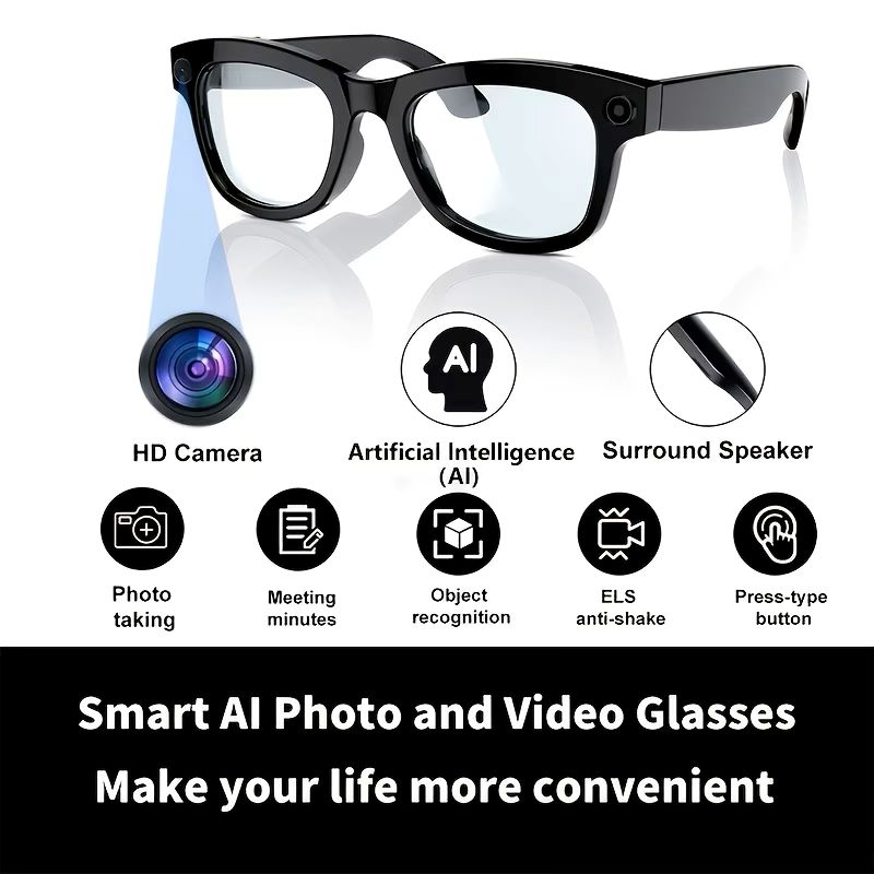 💥 Hot Deal! 😎 Smart Camera Glasses — 8MP Ultra-Wide HD 1080P, AI Voice Control, Wi-Fi & Bluetooth 5.4 🎥