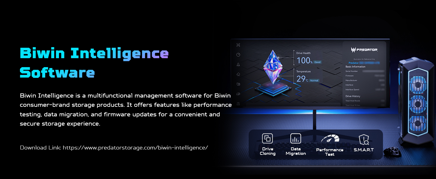 With the free Biwin Intelligence Software, users have access to easy data transfer 