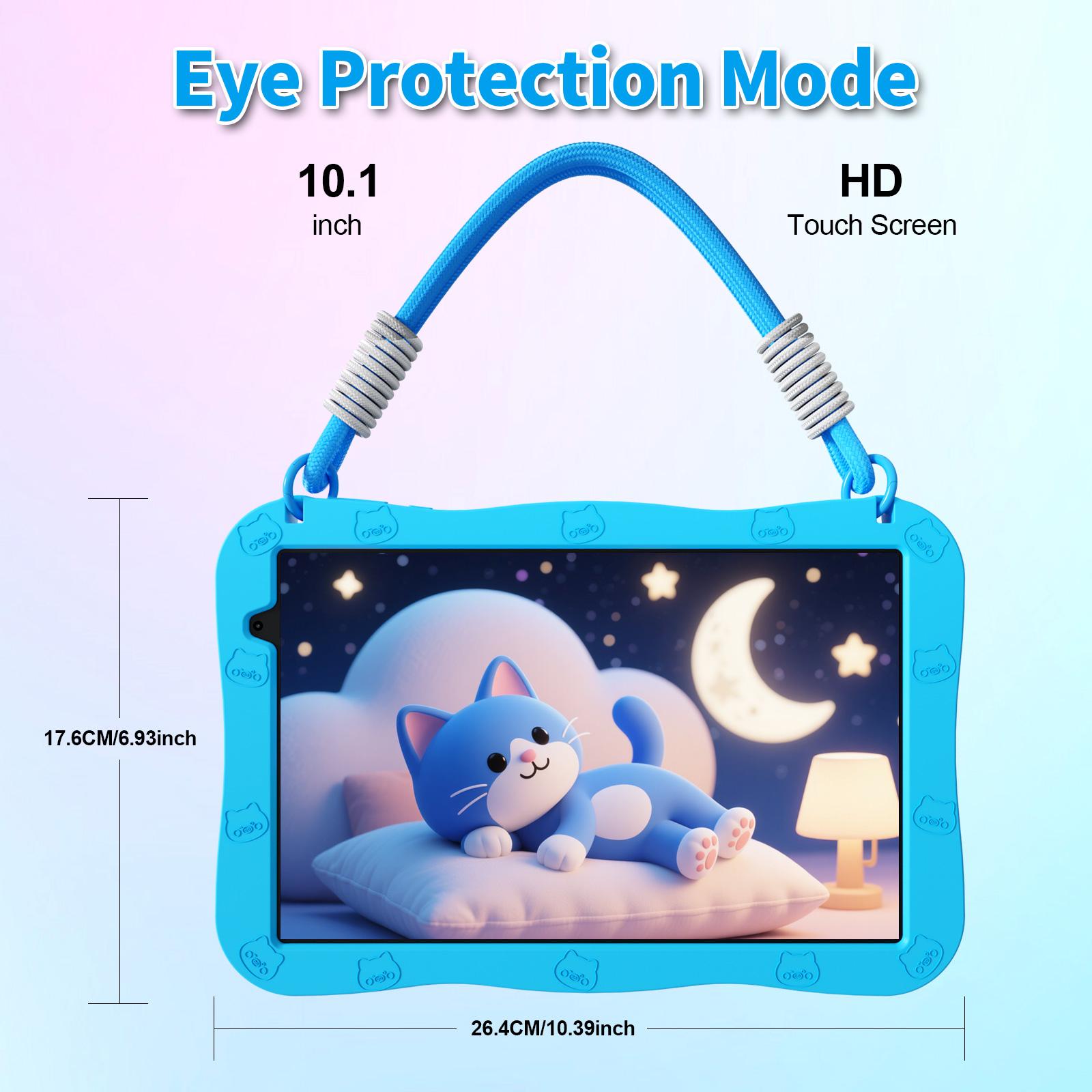 [SummerFinds] PRITOM New Arrivals Kids Tablet 10 inch Android 16 8GB RAM 32GB ROM Dual Cameras WiFi 6 6000mAh Battery Protective Silicone Case Animal Flash Cards Educational Apps Toddler Gifts Stress Relief Case Pink Blue-Tablet Screen Kids Gift