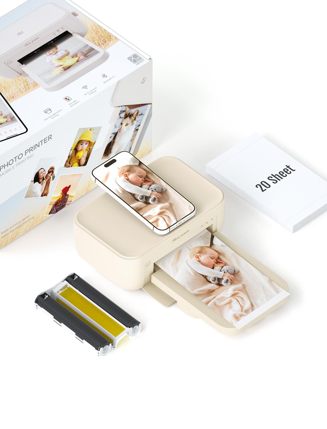 Hanin 4x6 Photo Printer, Includes 20 Sheets & 1 Ribbon, Portable Thermal Dye Sublimation Printer with AR Video Printing, summerwins
