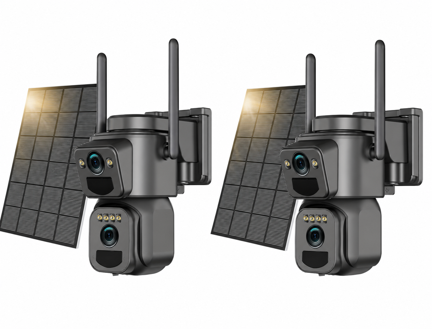 💥 Hot Deal! ⚡ Solar Security Camera 🔐🌞 IP66 Waterproof, Dual Lens, 360° Rotation, Night Vision & Two-Way Audio