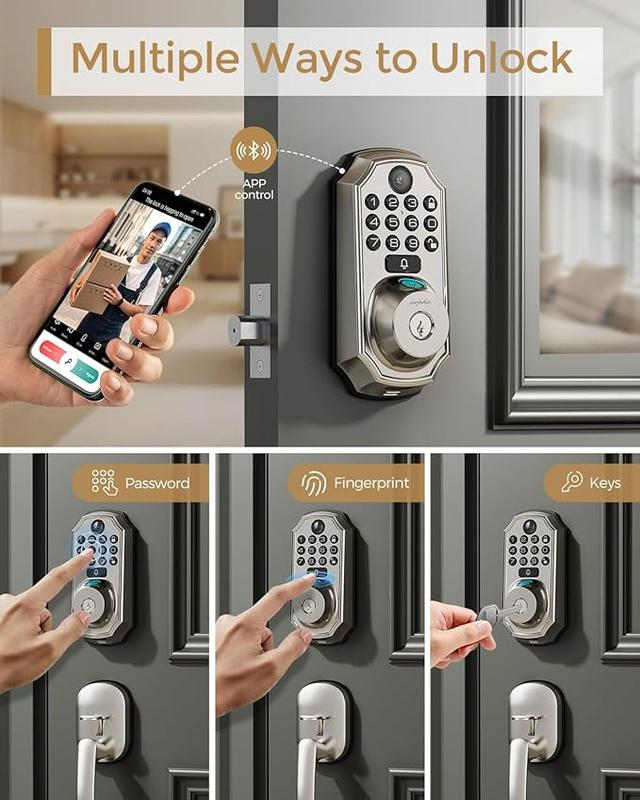 🛡️[SMART UPGRADE] 5-in-1 WiFi Smart Lock with Camera & Doorbell, Keyless Entry Handleset 🚪