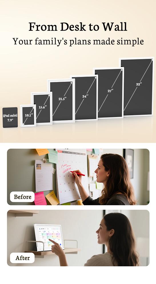 BSIMB 10.1 Inch Digital Calendar Chore Chart, Electronic Calendar Smart Family Planner 1080P FHD Touchscreen Interactive Display Wall & Desk Mount Seamless Scheduling White