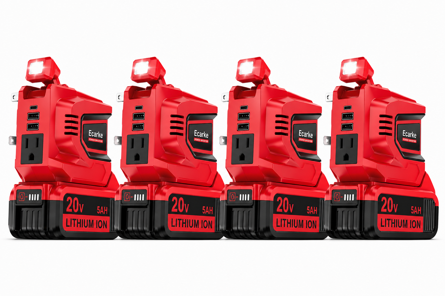 🔥HOT SALE！200W Power Inverter for Dewalt 20V Battery, Portable Power Station Generator with USB-C, AC Outlet & LED Light