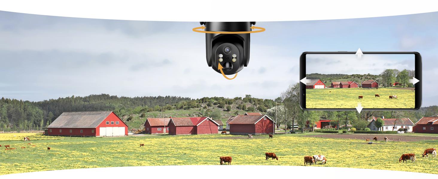 [Freeship]4G LTE for No WiFi Solar Security Cameras Wireless Outdoor 4MP 2K Trail Cameras, PIR Motion Detection Home Safety System 360&deg;  Live View,Siren,Color Night Vision, SD/Cloud Storage (SIM Card Included Data Refill is Required)