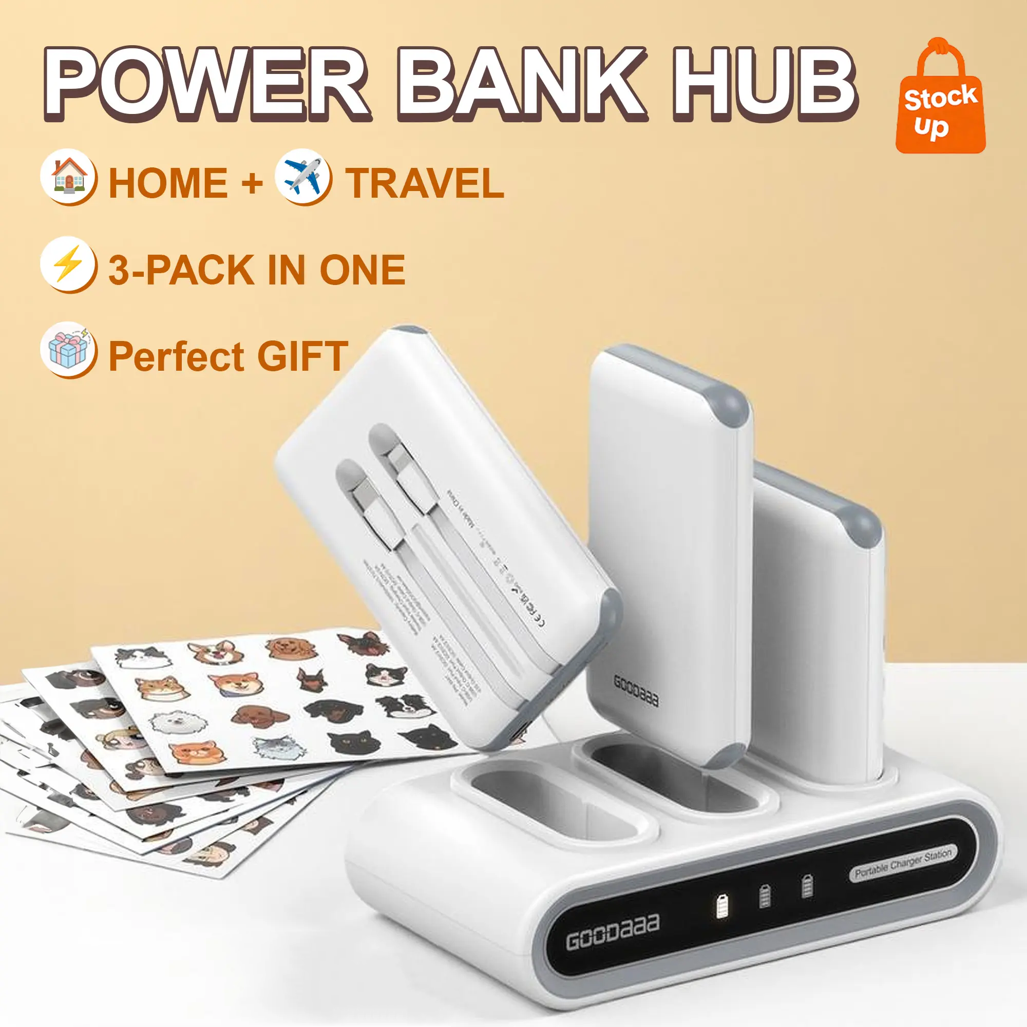 🔋⚡ GOODaaa Portable Charger 3-Pack – Ultra-Slim, Family-Ready, All-in-One Fast Charging Power Hub 🚀📱