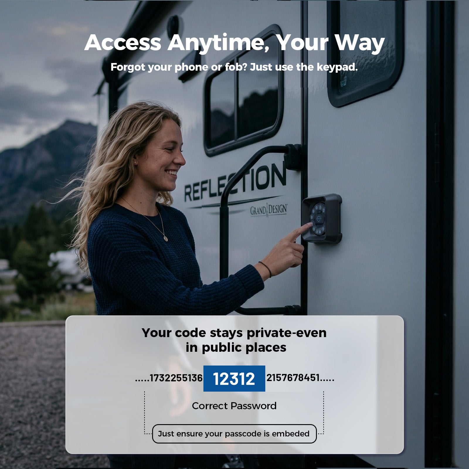 Keyless RV Door Lock with Remote Fob and One-Time Code 1 Pack