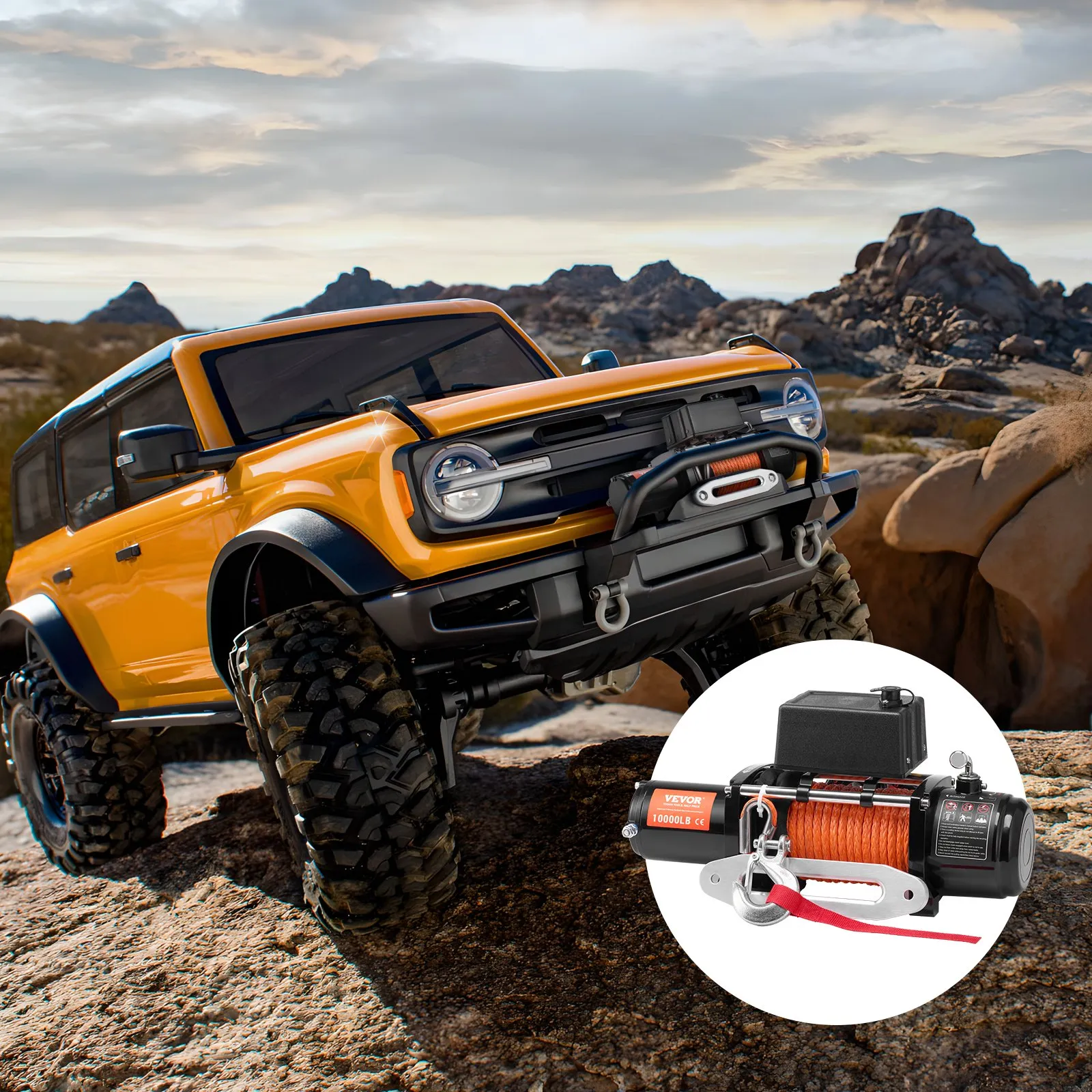 VEVOR Electric Winch, 10,000 - 18,000 lb, 12V DC Truck Winch with Φ7/20 in x 65 ft Synthetic Rope Aluminum Fairlead Wireless & Wired Remote Control, IP55 Waterproof for Towing Off-Road SUV Jeep Trailer Boat
