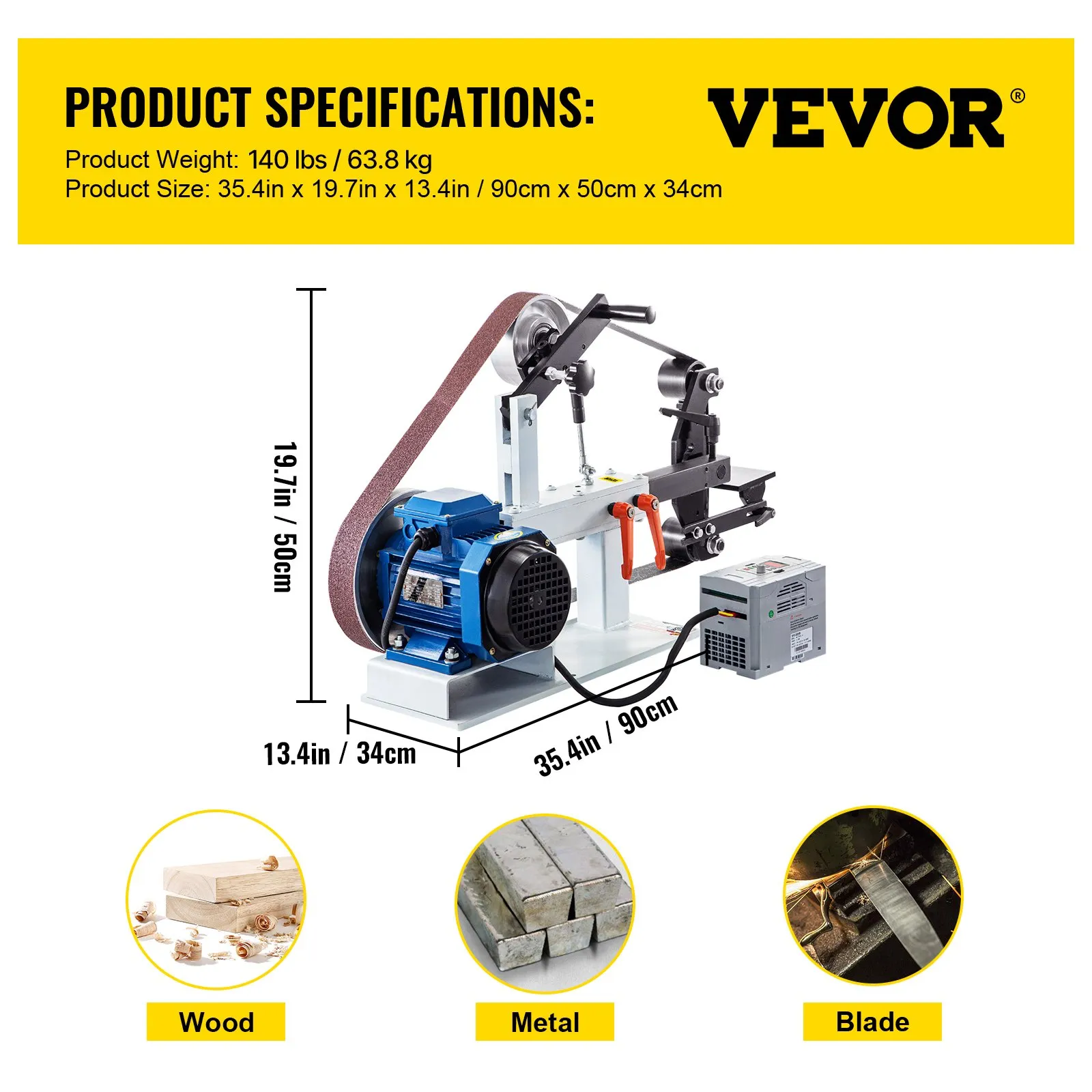 VEVOR Belt Sander, Variable Speed ​​Grinder