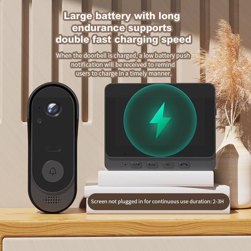 X8A Wireless Video Doorbell with Monitor, HD Camera, Rechargeable, Two-Way Audio, Night Vision, Waterproof, Plug & Play, No App Needed