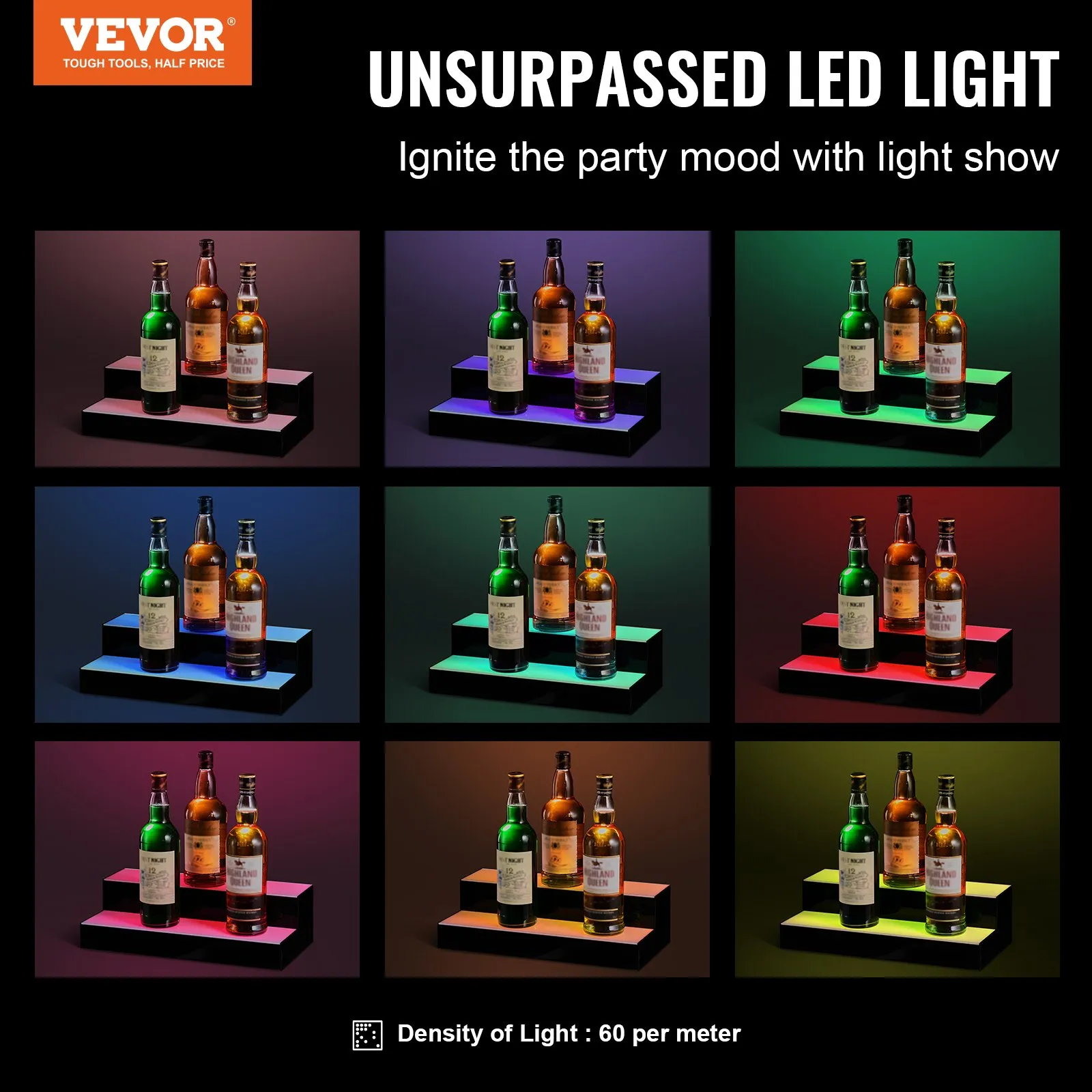 [Spring Clearance] Premium Acrylic LED Liquor Display | Smart App-Controlled Ambient Bar Shelf