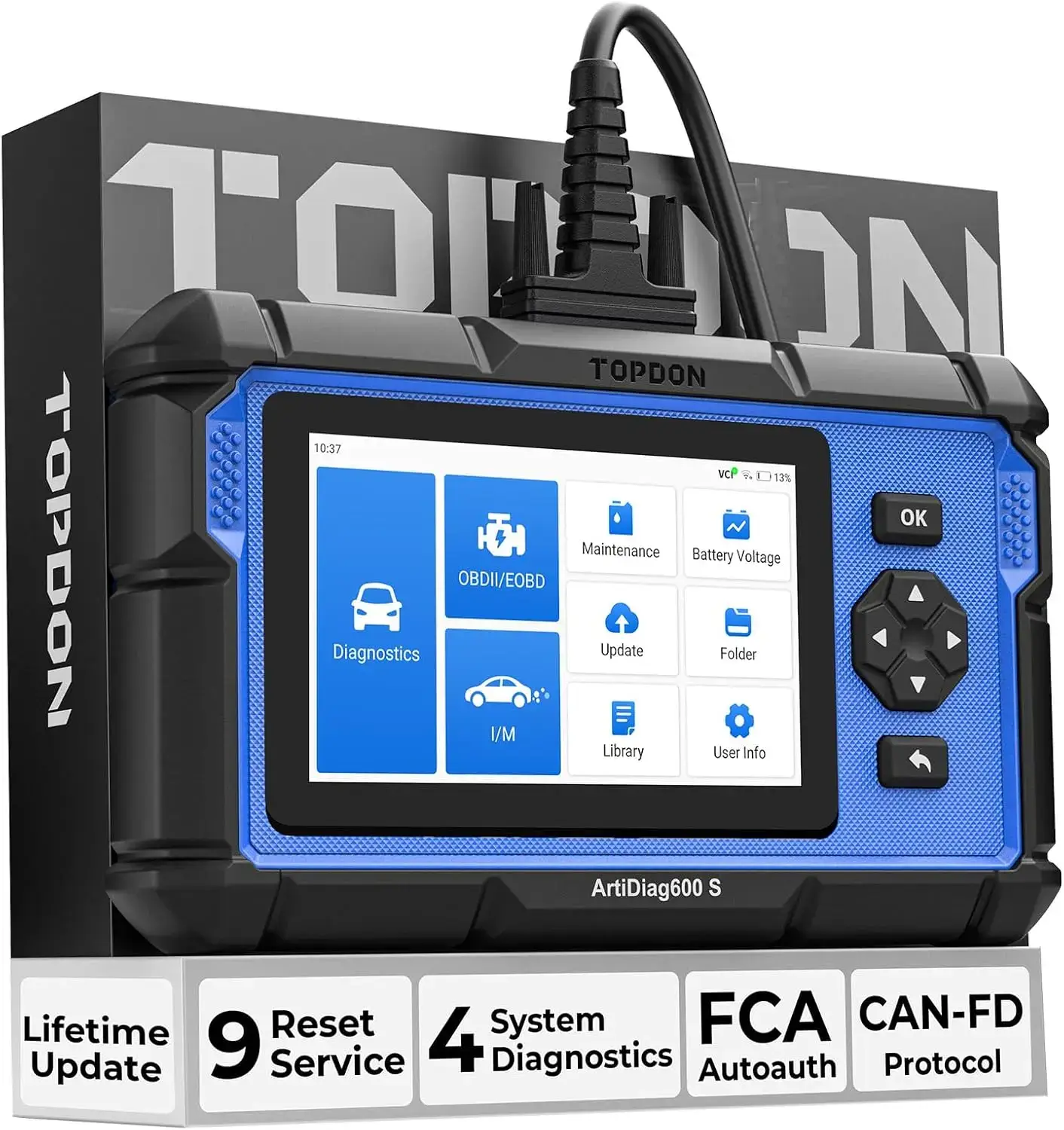 【BIG SALE】AD600S Car Vehicle OBD2 Scanner, Diagnostic Tool, ABS SRS Transmission Engine Code Reader, 9 Reset Services Scan Tool, Oil/Brake/BMS/SAS/DPF/TPMS/ETS Reset, Injector Coding, Lifetime Free Update