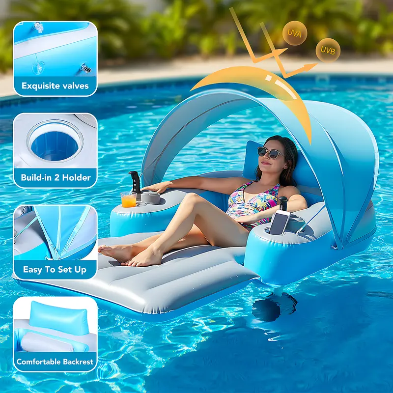 ⏰Last Day Clearance Sale ⏰ -Motorized Pool Float with Canopy
