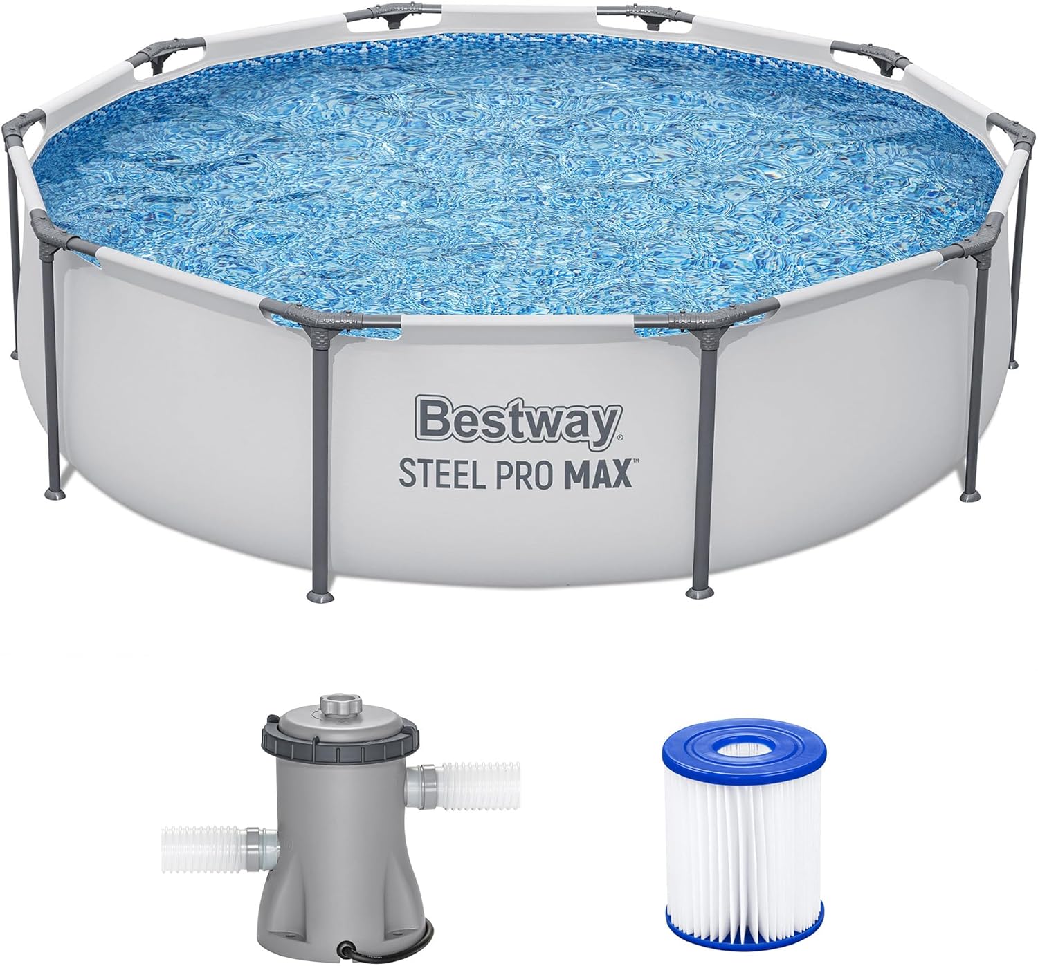 Father's Day Gift – Round Metal Frame Outdoor Pool Set (Includes Filter Pump and Type I Filter Cartridge)