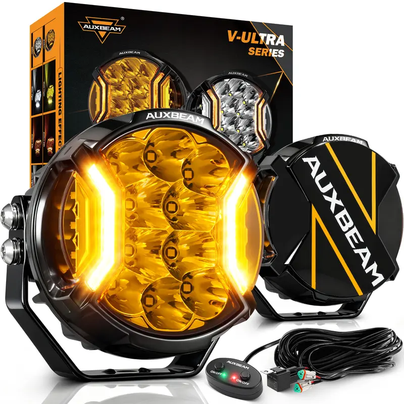 AUXBEAM LED Pods Light Offroad Driving Work Lights, X-PRO 3" 96W 6 Modes Dual Color Spot Flood Combo or V-ULTRA 5" 172W Side Shooter with Amber DRL, IP68 Waterproof for Trucks Jeep, 2PCS