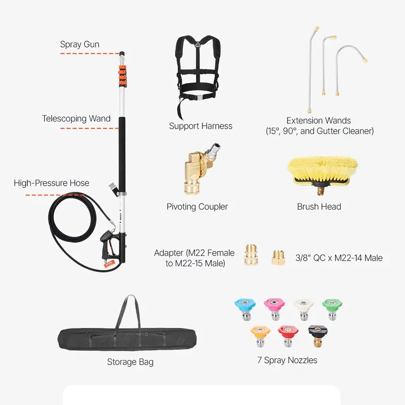 VEVOR Pressure Washer Telescopic Wand (21 ft / 4000 PSI)