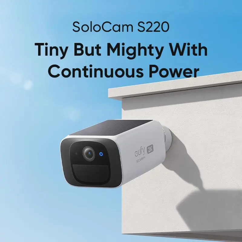 🛒BEST SELLER🚀eufy SoloCam S220 Solar-Powered Wireless Outdoor Camera 2K Resolution 2.4 GHz Wi-Fi Continuous Power Day Night Vision AI Alerts Weather Resistant IP67